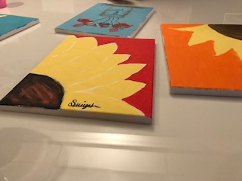 Finished paintings from a paint night